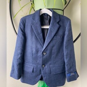 Polo Ralph Lauren Boys Size 5 Sport Coat Blue Plaid NWOT
